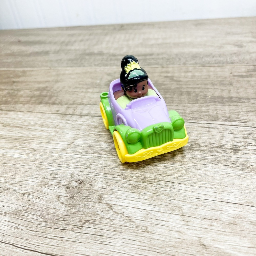 Fisher Price Little People Disney Princess Tiana Wheelies Car Purple Green CHP51